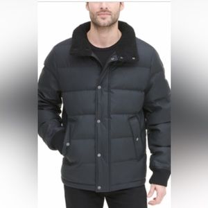NWT DKNY Men’s Sherpa Men’s Sherpa Trimmed Military Bomber Puffer Jacket